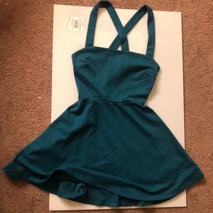 Turquoise cross-back tank dress